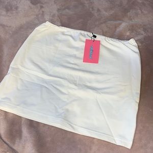 edikted white mini skirt size xs💗